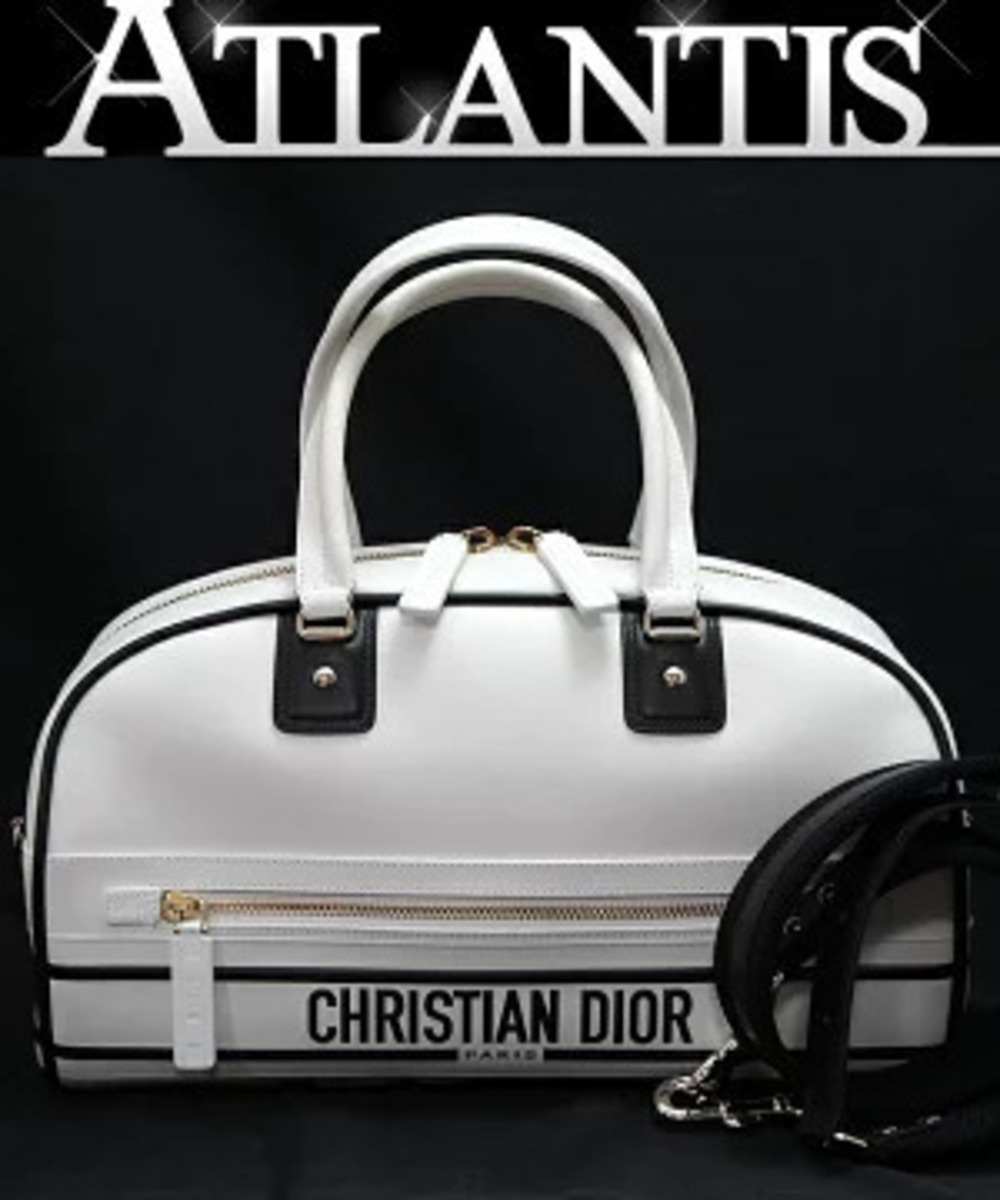 Christian Dior VIBE bowling bag white x black leather